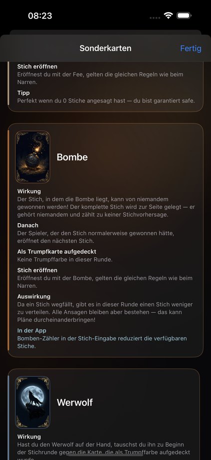 Special card rules in Wizard Scorer