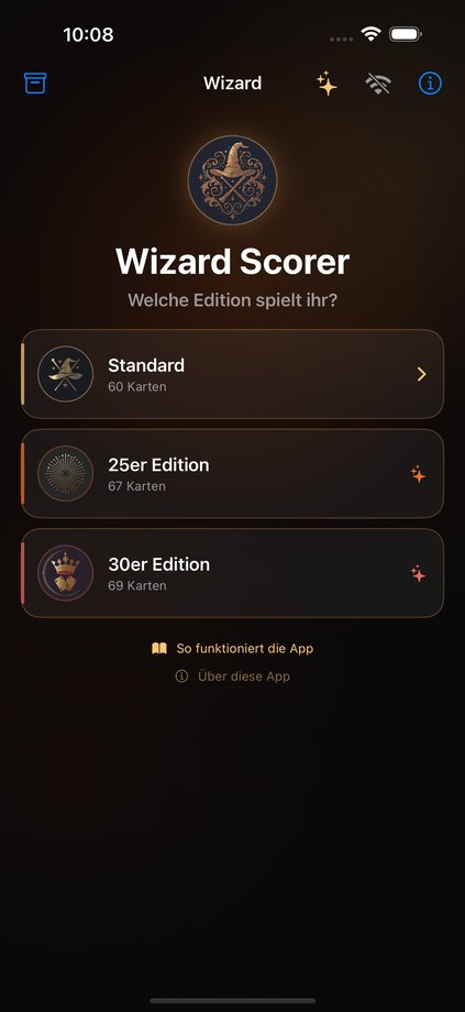 Wizard Scorer edition selection and unlock screen